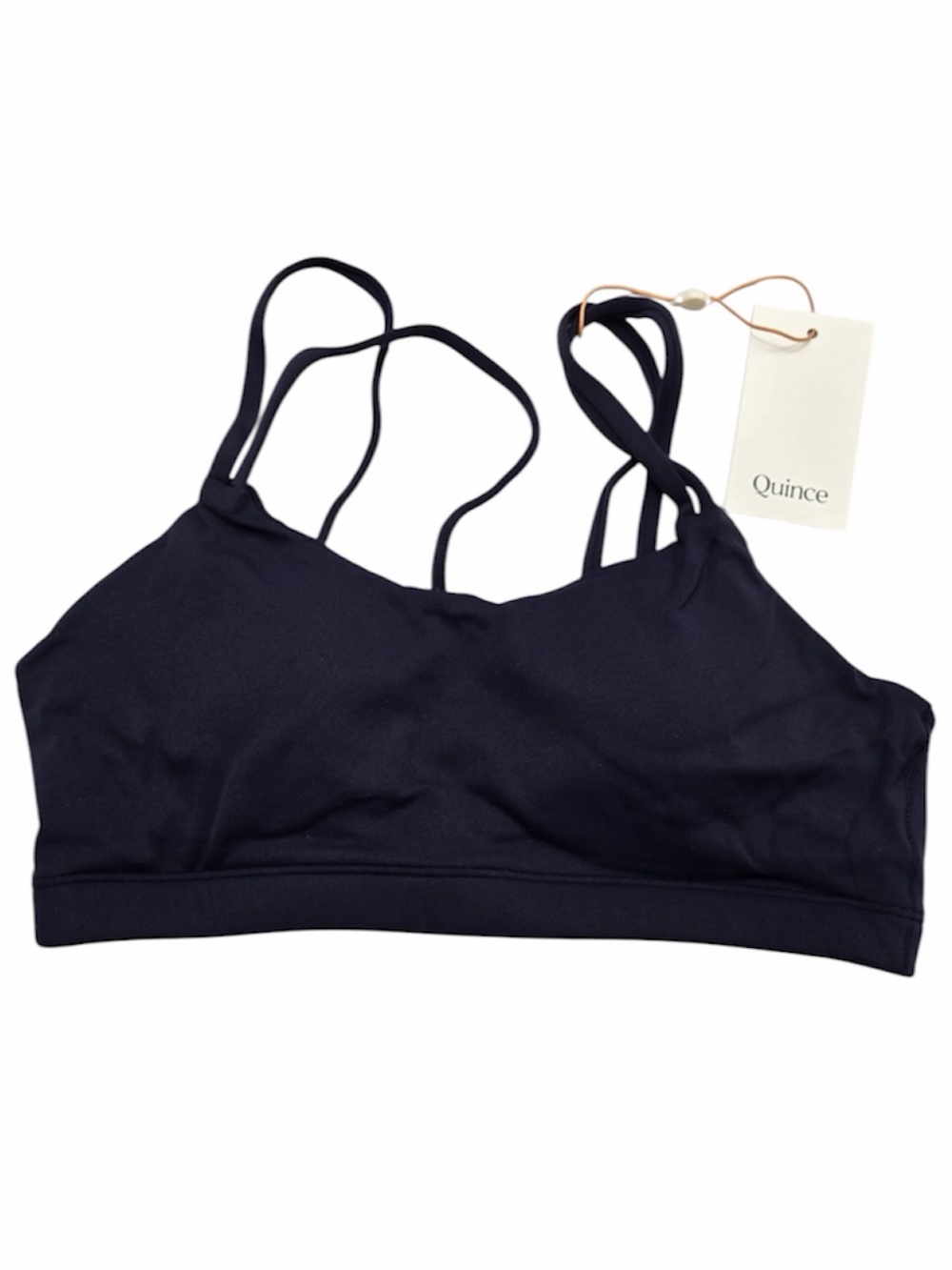 NWT QUINCE Strappy Sports Bra Small Deep Navy 0493